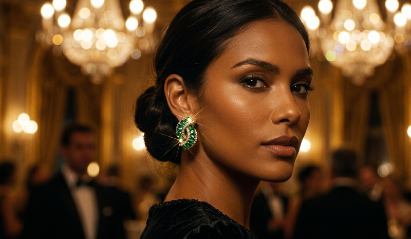 Aretes Esmeralda | Cristal Verde con Oro