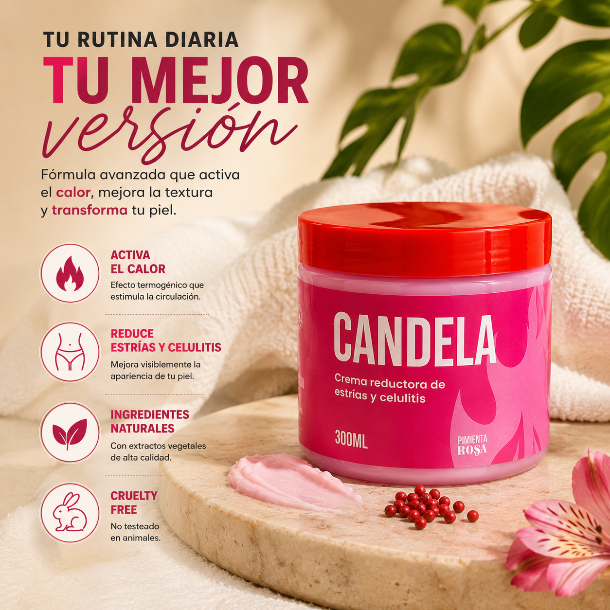 CANDELA Crema Reductora de Estrías y Celulitis