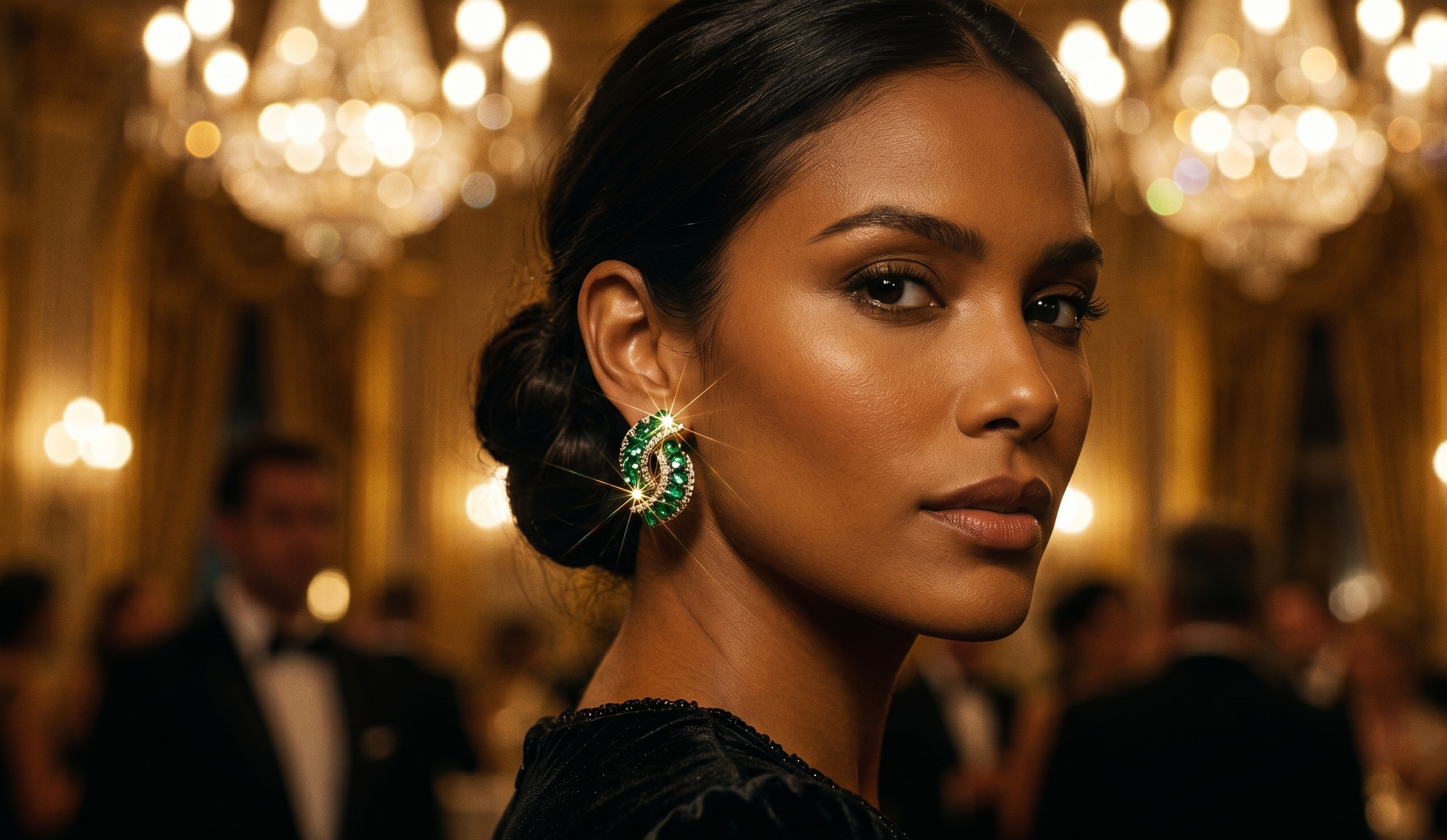 Aretes Esmeralda | Cristal Verde con Oro